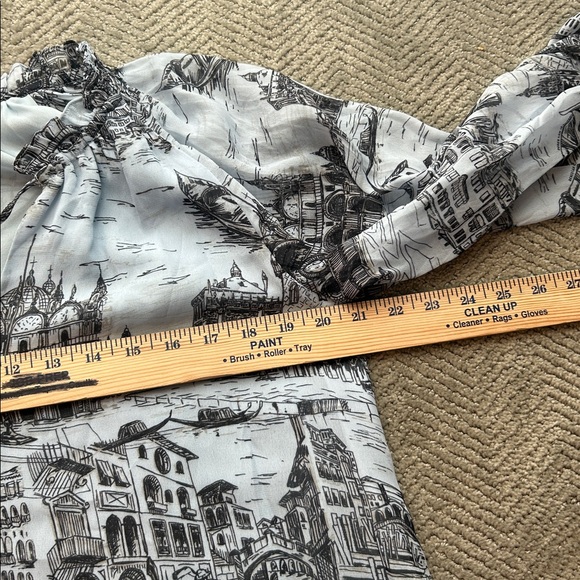 Derek Lam - Pale Blue & Black Toile Print Chiffon Dress Sz 8 - Picture 8 of 10